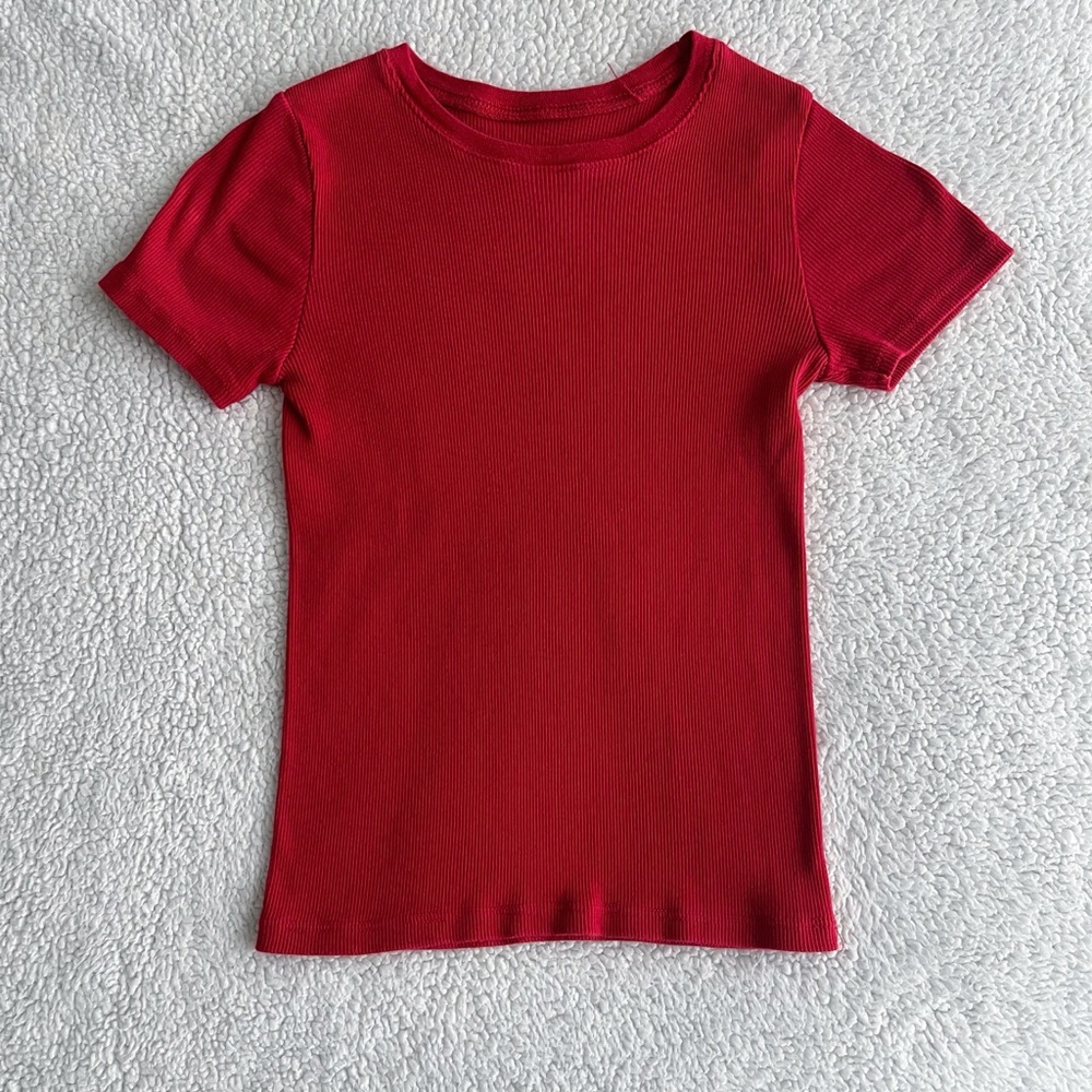 Brandy Melville/John Galt Red Fitted Short Sleeve T-Shirt